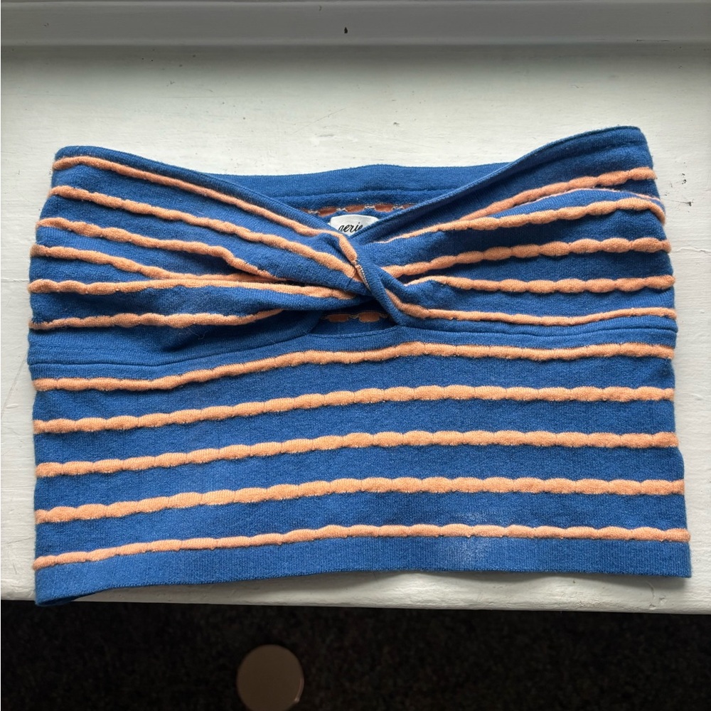 Aerie Blue and Orange Striped Knit Top